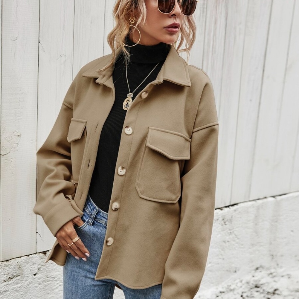 Boyfriend fit oversized shacket jacket button up - Picture 9 of 16